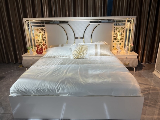 Set Kamar Tidur Modern Mebel MDF PU Kulit Bahan Kayu SGS