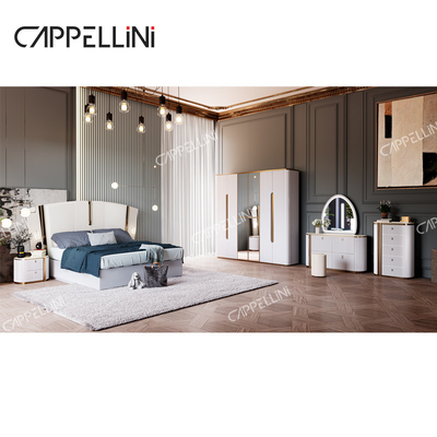 Modern Villa Putih Kayu Ukuran Raja Bedroom Sets Rumah Double Ratu Mewah Kayu Full Bedroom Furniture Set