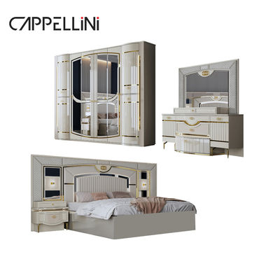 Kualitas tinggi Modern Double Kulit King Bed Mdf Frame Mewah Full Queen Size Rumah Kayu Full furnitur Set kamar tidur