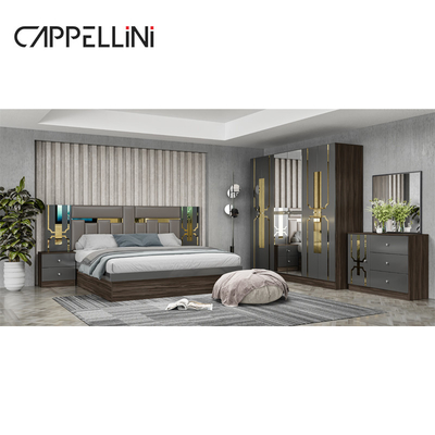 Foshan Grosir Harga Raja Ukuran Kayu Kulit Kamar Tidur Rumah Modern Mewah Murah Full Mdf Kamar Tidur Furniture Set