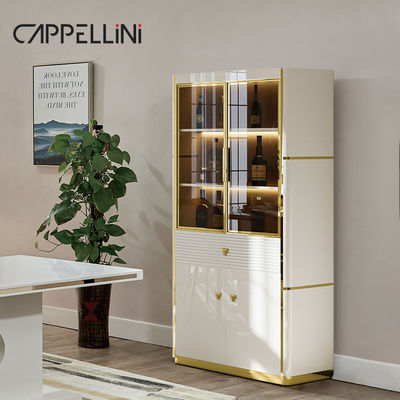 Modern Kaca Putih Tampilan Wine Cabinet Bar ruang tamu Furniture Storage Rack Mewah Kayu Wine Cabinet Untuk Rumah