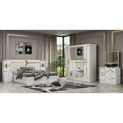 Foshan Grosir Murah Mewah Double King Size Kamar Tidur Set Modern Rumah Lengkap Kayu Frame Kamar Tidur Sets Furnitur