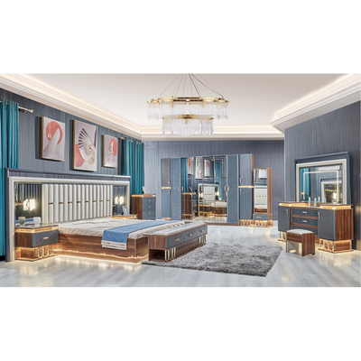 Berkualitas tinggi Modern Kayu Ukuran Raja Double Bed Set Kulit Headboard Kayu Meubles Rumah Mewah Set Kamar Tidur