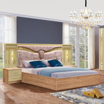 2025 Ukuran King Full Kayu furnitur kamar tidur Turki Set Kayu Frame Rumah Double Bed Murah Luxury bedroom set furnitur