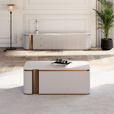 Modern Luxury TV Cabinet Kayu Dan Meja Kopi Set Rumah Furnitur Ruang Tamu TV Kayu Stand Dengan Penyimpanan