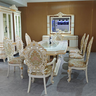 Meja Makan Kayu Mewah Gaya Eropa Set 8 Kursi Meja Makan Rumah Perabotan Ruang Makan Meja Makan Kayu Klasik Besar