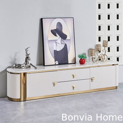Modern Kamar Hidup Mewah TV Stand Furniture Home Storage Kualitas Tinggi Putih persegi panjang Besar TV Kabinet Kayu