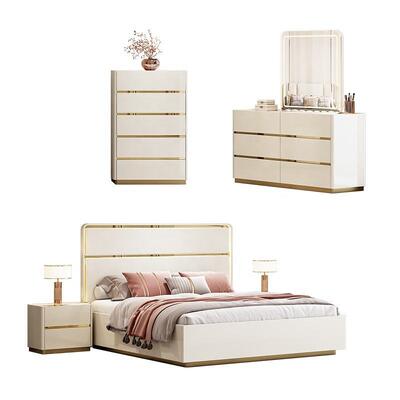 Tempat Mewah Ringan Meuble De Chambre Set Kamar Tidur Lengkap Modern Furnitur Bingkai Kayu Set Kamar Tidur King Mewah Ganda