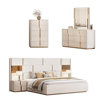 Desain Baru Mewah Ukuran Raja Tempat Tidur Double Modern Furniture Set Kamar Tidur Kayu Set Kamar Tidur Dengan Meja Pakaian Pintu Pintu Pintu