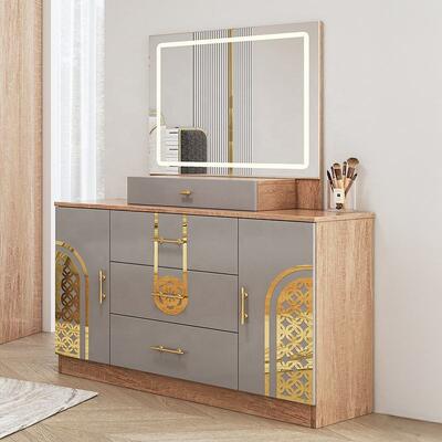 Chambre a Coucher Complet Set Kamar Tidur Turki Kamar Tidur Ukuran King Bingkai Kayu Ganda Set Furnitur Kamar Tidur Modern Mewah Murah
