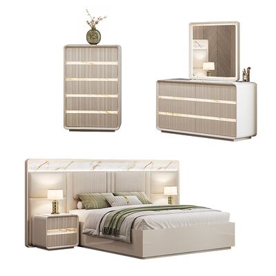 Grosir Set Furnitur Kamar Tidur Kontemporer Rumah Kamar Utama Apartemen Hotel Bingkai Kayu Set Kamar Tidur Mewah Modern Ukuran King