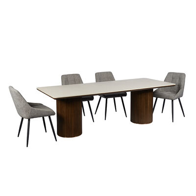 Ensemble Salle Manger Kompleks Meja Makan Kayu Padat Meja Makan Kayu Batu Slate Meja Makan 6 Tempat Meja Makan Kayu Modern