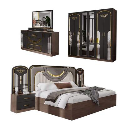 Set Furnitur Kamar Tidur Modern Turki Grosir Lengkap 5 Buah Ukuran King Set Kamar Tidur Bingkai Kayu Furnitur Rumah