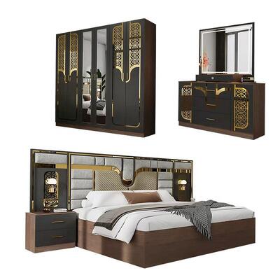 Set Furnitur Kamar Tidur Modern Turki Grosir Lengkap 5 Buah Ukuran King Set Kamar Tidur Bingkai Kayu Furnitur Rumah