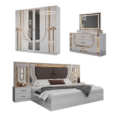 Set Lengkap Ranjang Ukuran King Turki Grosir Set Kamar Tidur Mewah Bingkai Kayu Modern Set Furnitur Kamar Tidur Dewasa Ganda
