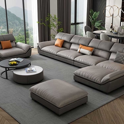 Kayu Pannel MDF Sectional Sofa Sofa Kulit Modern Set 330*175*95cm