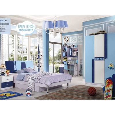Garis Elegan Kamar Tidur Anak MDF Navy Blue Kids Furniture OEM ODM