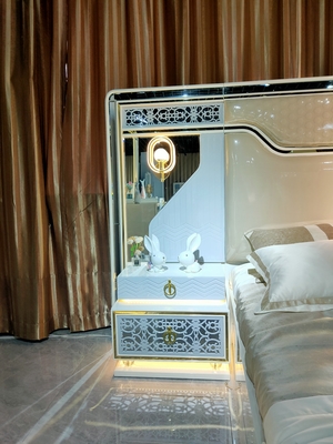 Lemari Tempat Tidur King Set Kamar Tidur Furnitur Oak Abu-abu Putih Set Ukuran Penuh