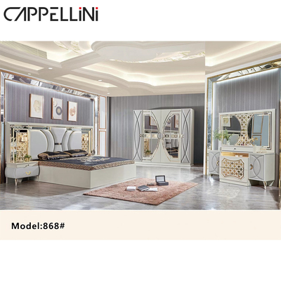 Set Kamar Tidur Modern Mebel MDF PU Kulit Bahan Kayu SGS