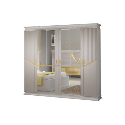 PU Kulit MDF Set Kamar Tidur Mebel Kontrol Modern Meja Samping Emas Lampu Malam