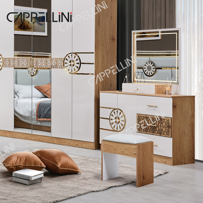 Modern King Size Bed Turkish Wardrobe Pakaian 6 Laci Rumah Mewah Royal Kayu Meubel Set Kamar Tidur