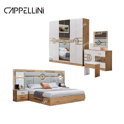 Modern King Size Bed Turkish Wardrobe Pakaian 6 Laci Rumah Mewah Royal Kayu Meubel Set Kamar Tidur