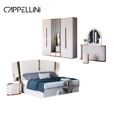 Modern Villa Putih Kayu Ukuran Raja Bedroom Sets Rumah Double Ratu Mewah Kayu Full Bedroom Furniture Set