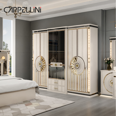 Modern Luxury Kayu Ukuran Raja Set Tempat Tidur Kulit Double Master Room Rumah Ratu Full Mdf Kayu Kamar Tidur Furniture Set