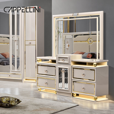Luxury Frame Kayu Ukuran Raja Kulit Kamar Tidur Set Double Home Queen Kayu Modern Full Kamar Tidur Furniture Set