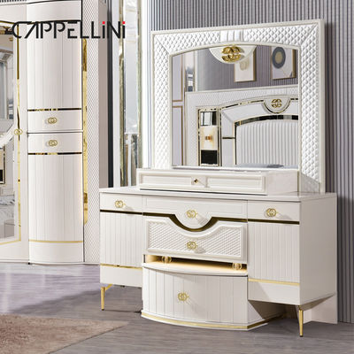 White Home Kayu Kulit Ratu Tempat Tidur Set Villa Master Kamar Kayu King Ukuran Mdf Modern Mewah Full Bedroom Sets Furniture