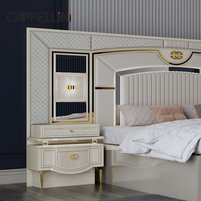 Kualitas tinggi Modern Double Kulit King Bed Mdf Frame Mewah Full Queen Size Rumah Kayu Full furnitur Set kamar tidur