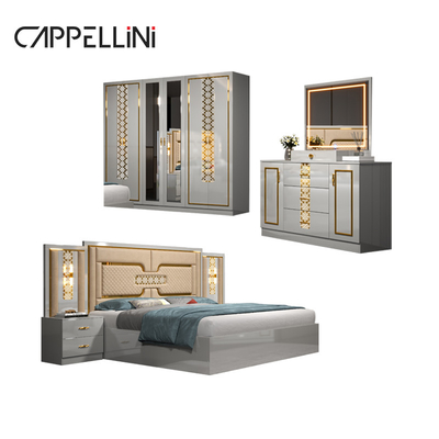Rumah Ruang Master Double Kulit King Ukuran Tempat Tidur Grosir Murah Modern Mewah Ratu Kayu Mdf Set furnitur kamar tidur lengkap