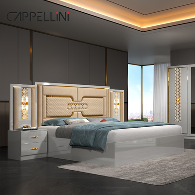Rumah Ruang Master Double Kulit King Ukuran Tempat Tidur Grosir Murah Modern Mewah Ratu Kayu Mdf Set furnitur kamar tidur lengkap