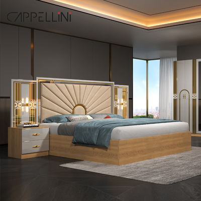 Grosir Rumah Ruang Guru Ukuran Raja Tempat Tidur Double Modern Luxury Kulit Kayu Mdf Full Queen Mebel Kamar Tidur Murah Set