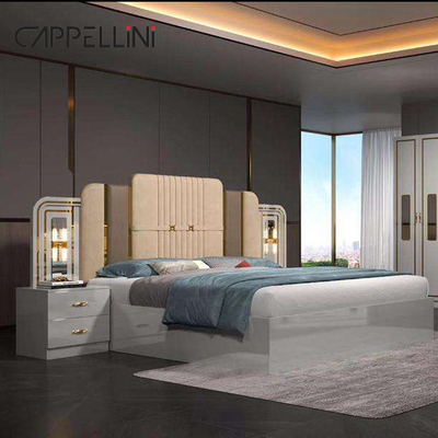 Murah Modern Kulit Headboard Queen Size Tempat Tidur Rumah Apartemen Double Master Kamar Kayu Full King Kamar Tidur Furniture Set
