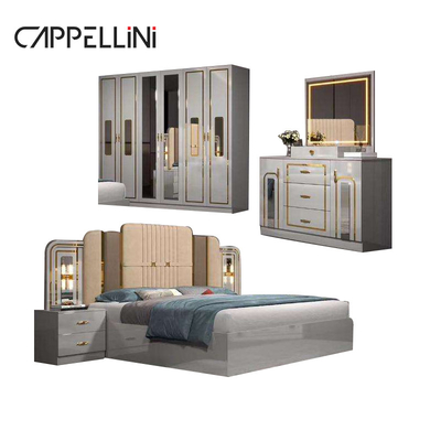 Murah Modern Kulit Headboard Queen Size Tempat Tidur Rumah Apartemen Double Master Kamar Kayu Full King Kamar Tidur Furniture Set