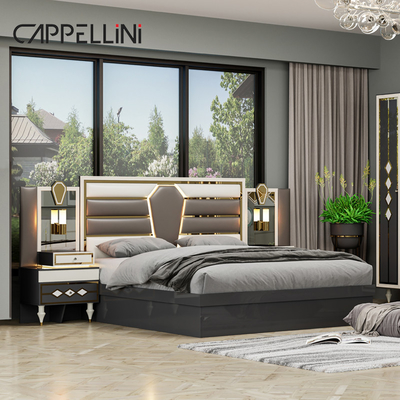 Kayu Modern Double Kulit King Size Set Tempat Tidur Rumah Furnitur Modular Kayu Ratu Full Luxury Set Kamar Tidur Furnitur