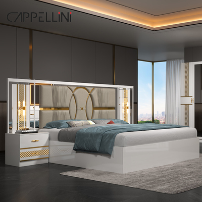 Grosir Murah Harga Mewah Kayu Ukuran Raja Kulit Tempat Tidur Double Master Room Rumah Mewah Full Mdf Set Kamar Tidur Furnitur