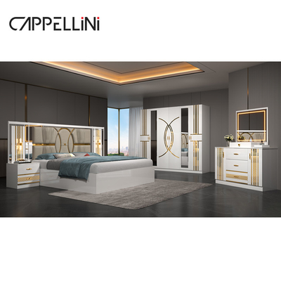 Grosir Murah Harga Mewah Kayu Ukuran Raja Kulit Tempat Tidur Double Master Room Rumah Mewah Full Mdf Set Kamar Tidur Furnitur