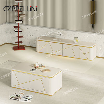 Modern Luxury TV Cabinet Kayu Dan Meja Kopi Set Rumah Furnitur Ruang Tamu TV Kayu Stand Dengan Penyimpanan