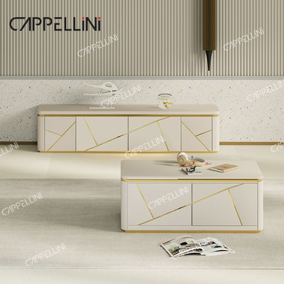 Modern Luxury TV Cabinet Kayu Dan Meja Kopi Set Rumah Furnitur Ruang Tamu TV Kayu Stand Dengan Penyimpanan