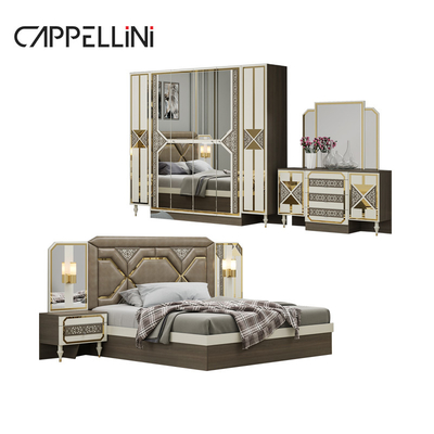 Murah Modern Kayu Frame Double King Size Kulit Tempat Tidur Kulit Headboard Rumah Meubel Kayu Mewah Ratu Set Kamar Tidur