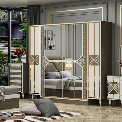Murah Modern Kayu Frame Double King Size Kulit Tempat Tidur Kulit Headboard Rumah Meubel Kayu Mewah Ratu Set Kamar Tidur