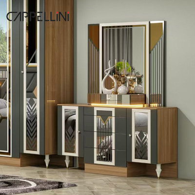 American Wood Frame Double Leather King Size Bed Home Master Room Suite Kayu Murah Set Perabot Kamar Tidur Modern
