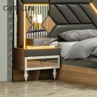 American Wood Frame Double Leather King Size Bed Home Master Room Suite Kayu Murah Set Perabot Kamar Tidur Modern