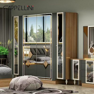 American Wood Frame Double Leather King Size Bed Home Master Room Suite Kayu Murah Set Perabot Kamar Tidur Modern