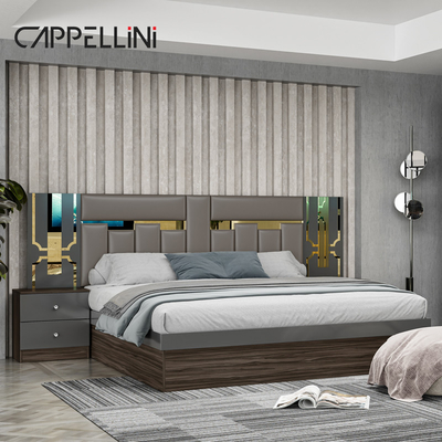 Foshan Grosir Harga Raja Ukuran Kayu Kulit Kamar Tidur Rumah Modern Mewah Murah Full Mdf Kamar Tidur Furniture Set