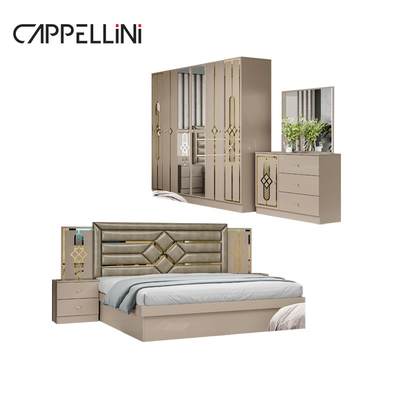 Harga Murah Ukuran Ratu Papan Kepala Kayu Modern Kulit Kamar Tidur Rom Suite Mewah Ukuran Raja Mdf Set furnitur kamar tidur lengkap