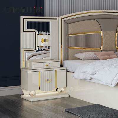 Grosir Harga King Size Double Bed Kulit Suite Master Room Rumah Putih Full Wooden Mdf Luxury Set furnitur kamar tidur