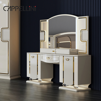 Grosir Harga King Size Double Bed Kulit Suite Master Room Rumah Putih Full Wooden Mdf Luxury Set furnitur kamar tidur